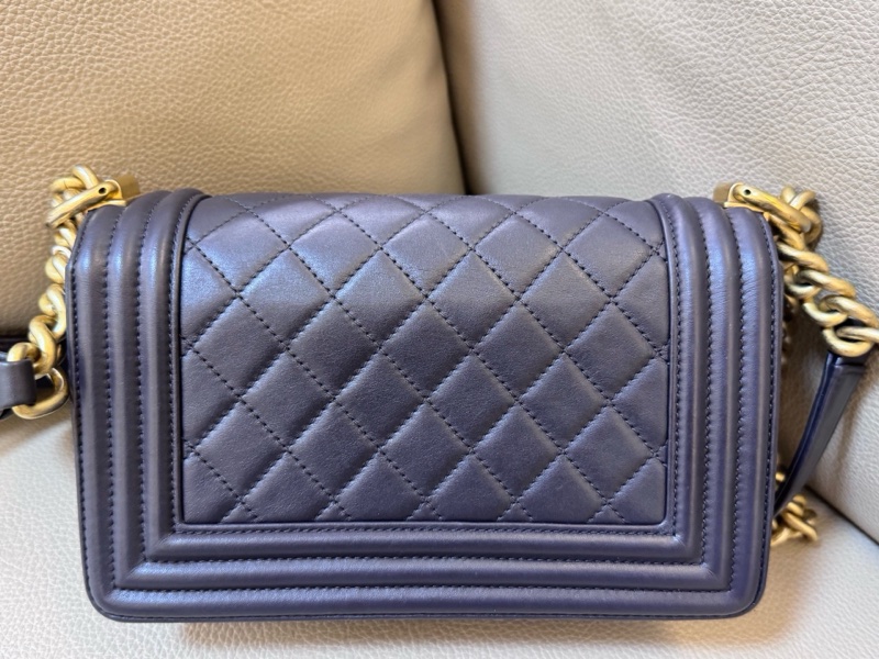 Chanel • 經典深灰金釦羊皮Le Boy 20 小號有購證-7