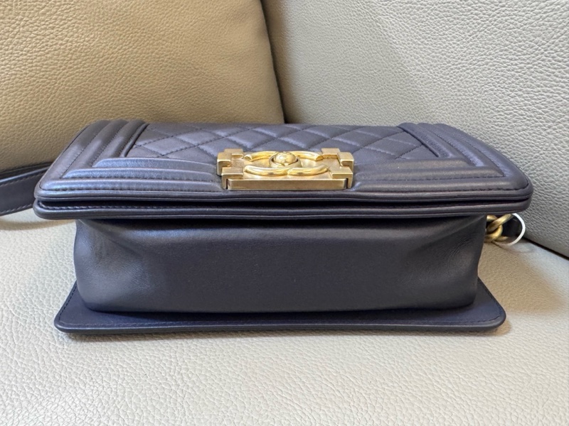 Chanel • 經典深灰金釦羊皮Le Boy 20 小號有購證-9