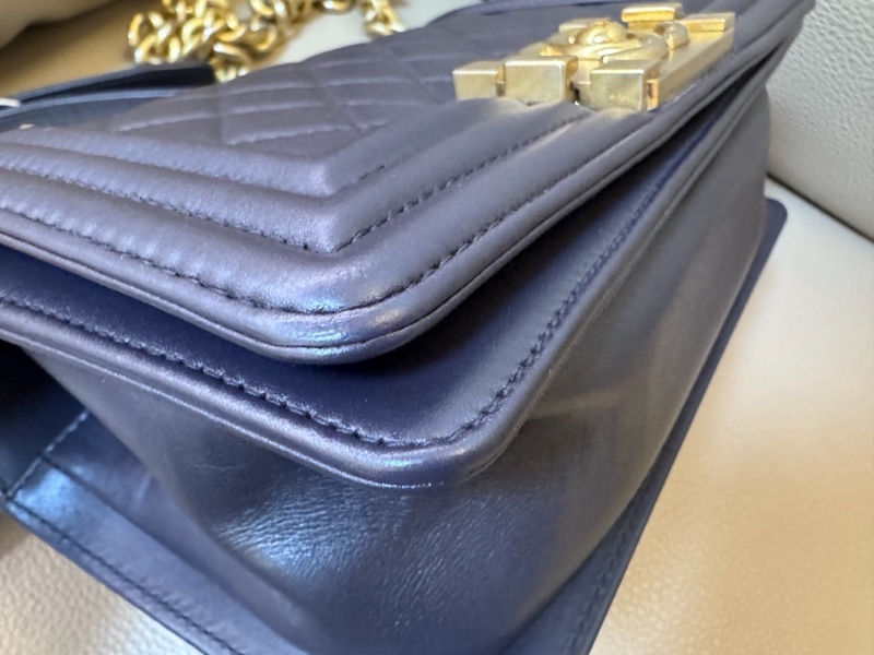 Chanel • 經典深灰金釦羊皮Le Boy 20 小號有購證-17