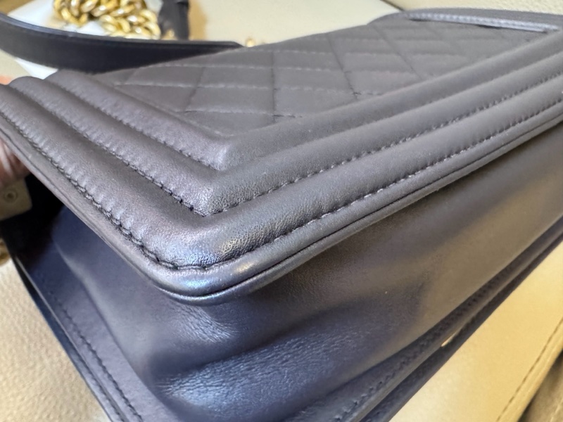 Chanel • 經典深灰金釦羊皮Le Boy 20 小號有購證-19