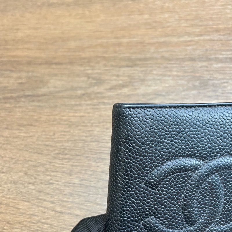 Chanel • 經典大Logo荔枝牛皮對折短夾 男款 全配有盒-9