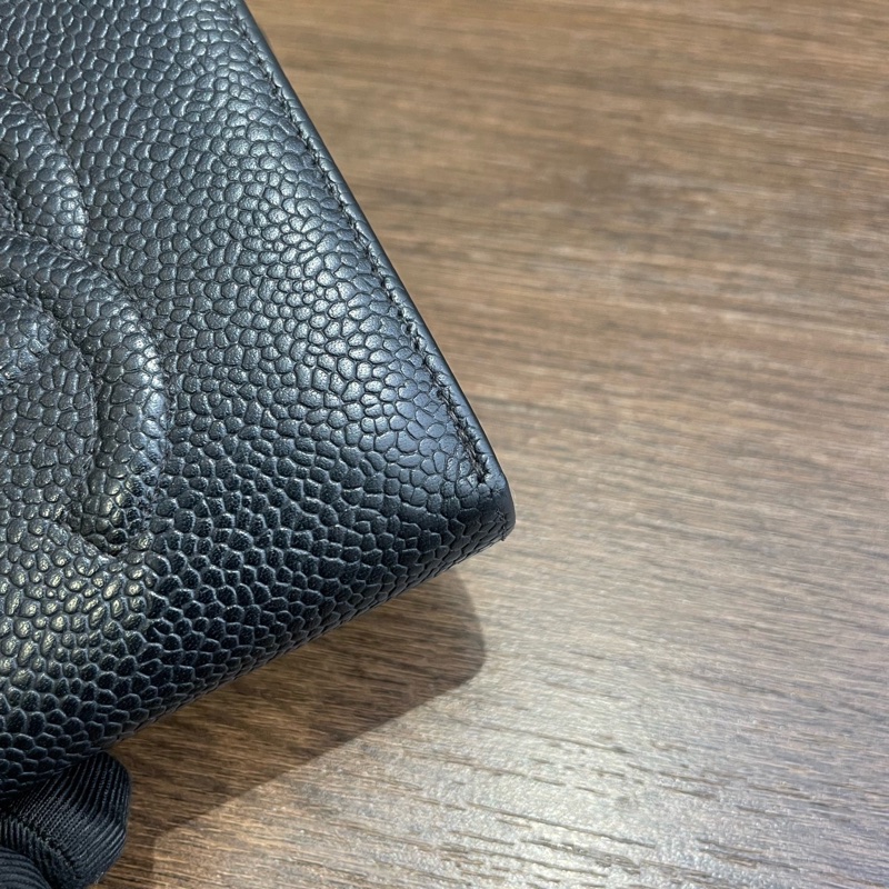 Chanel • 經典大Logo荔枝牛皮對折短夾 男款 全配有盒-29