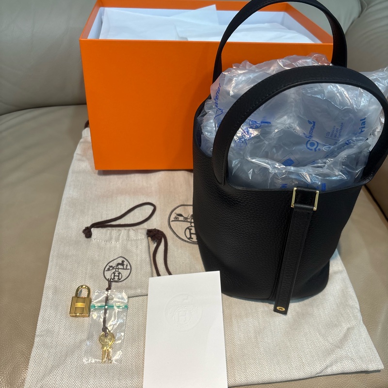全新Hermes picotin 18菜籃子 黑金 K刻 經典色 保值-16