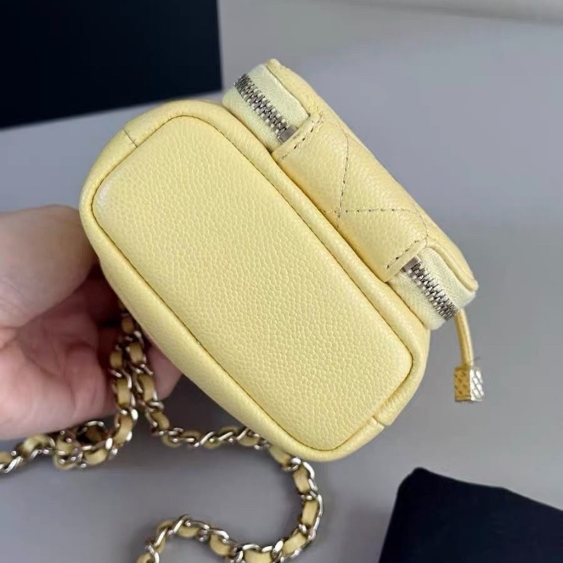 Chanel 小雞黃 荔枝牛皮 抽繩小水桶 芯片款 10*12cm 95新 配件塵袋-4