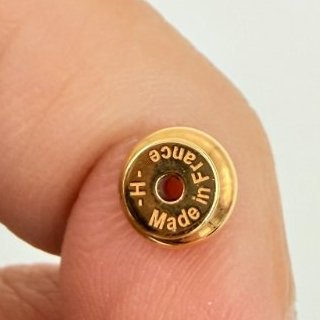 HERMES - 深藍色琺瑯漆面金釦POP耳環-11