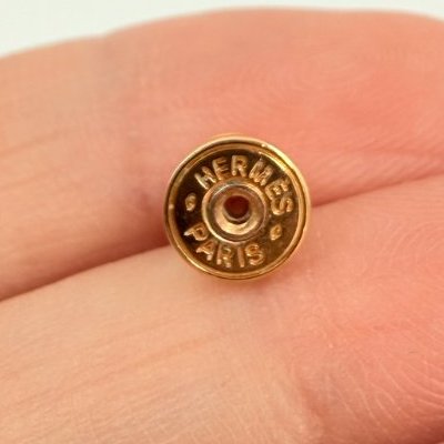 HERMES - 深藍色琺瑯漆面金釦POP耳環-14