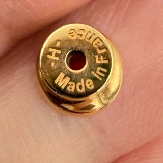 HERMES - 深藍色琺瑯漆面金釦POP耳環-15