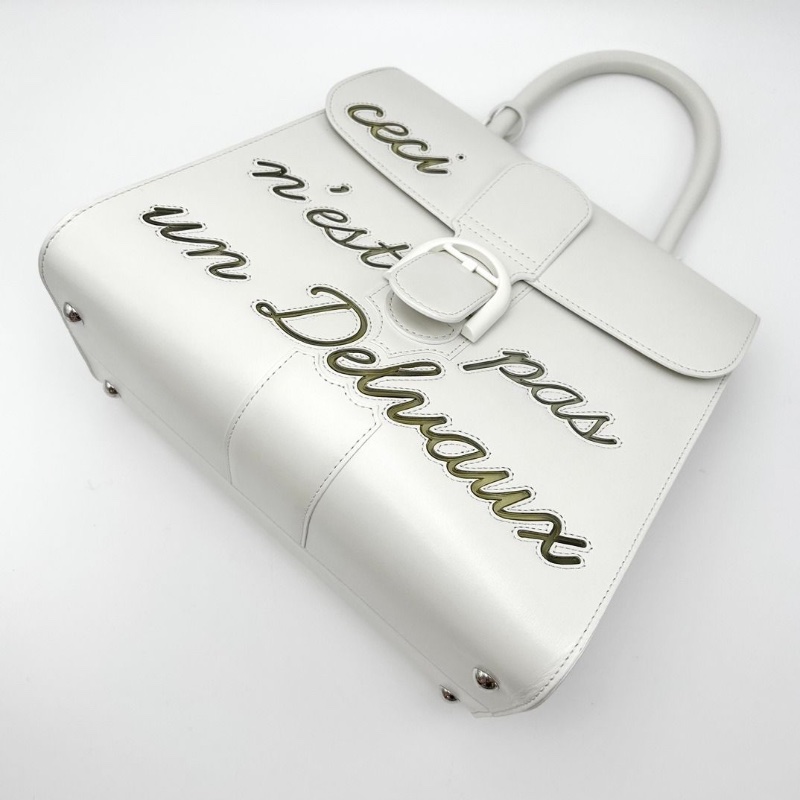 DELVAUX brilliant限量簽名款白色手提肩背斜背包28*25*16  95新 配件塵袋包撐購證卡冊鏡子保卡-6