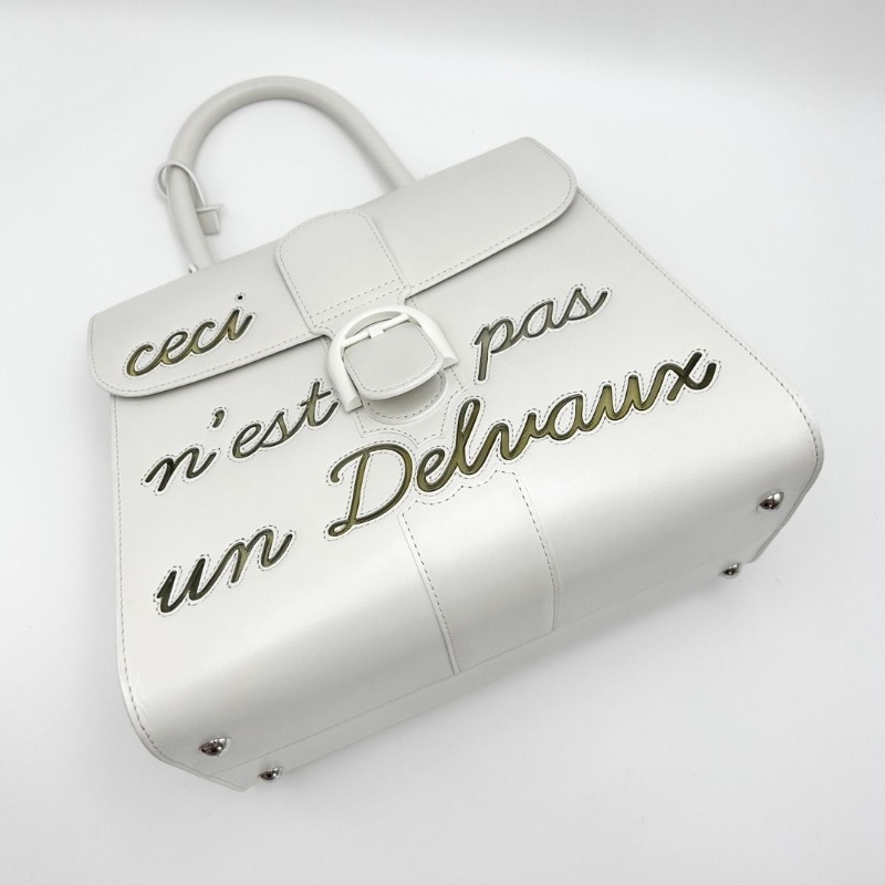 DELVAUX brilliant限量簽名款白色手提肩背斜背包28*25*16  95新 配件塵袋包撐購證卡冊鏡子保卡-7