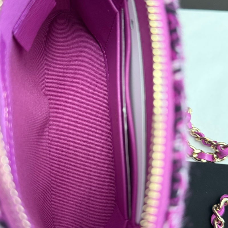 Chanel 香奈兒 千鳥格粉色毛呢款貝殼斜挎包 芯片款Vic禮物包 有塵袋-7