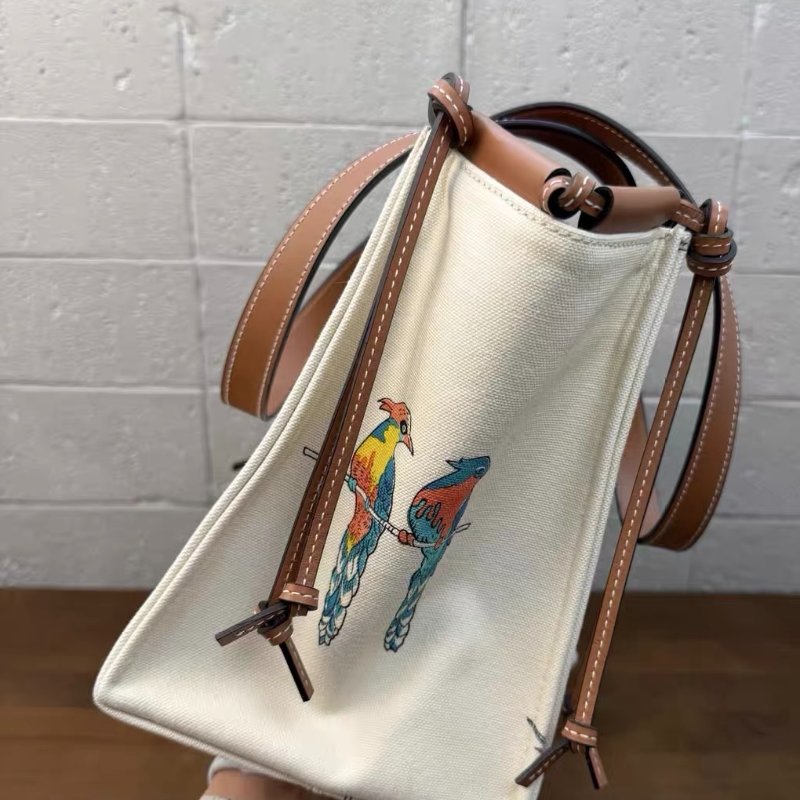 LOEWE Paula聯名款黑白拼色托特包 32×15×23cm 99新配件塵袋-4