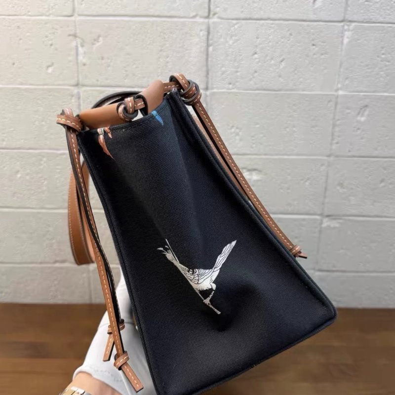 LOEWE Paula聯名款黑白拼色托特包 32×15×23cm 99新配件塵袋-5
