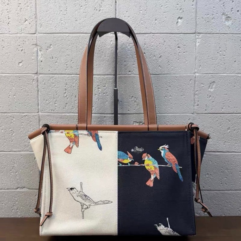 LOEWE Paula聯名款黑白拼色托特包 32×15×23cm 99新配件塵袋-7