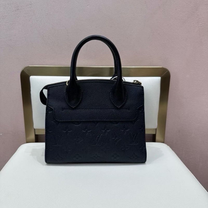 LV Pont Neuf mini 黑色壓花全皮托特包21*18 9新 配件肩帶塵袋-3