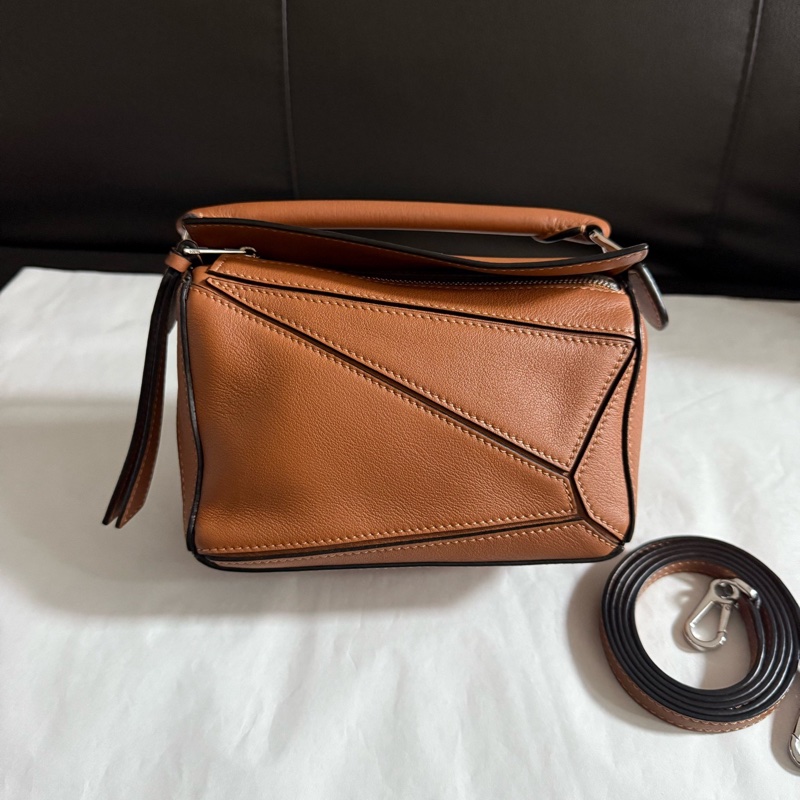 Loewe羅意威 99 新 焦糖色puzzle迷你mini幾何包手提單肩斜挎包 22 年-0