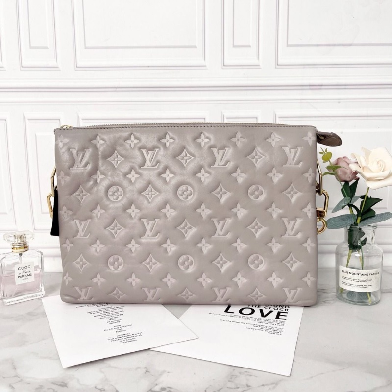 LV Coussin大號灰色老花鏈條腋下包肩背斜背包 芯片款 34×12×24cm  95新 配件塵袋 盒子-5