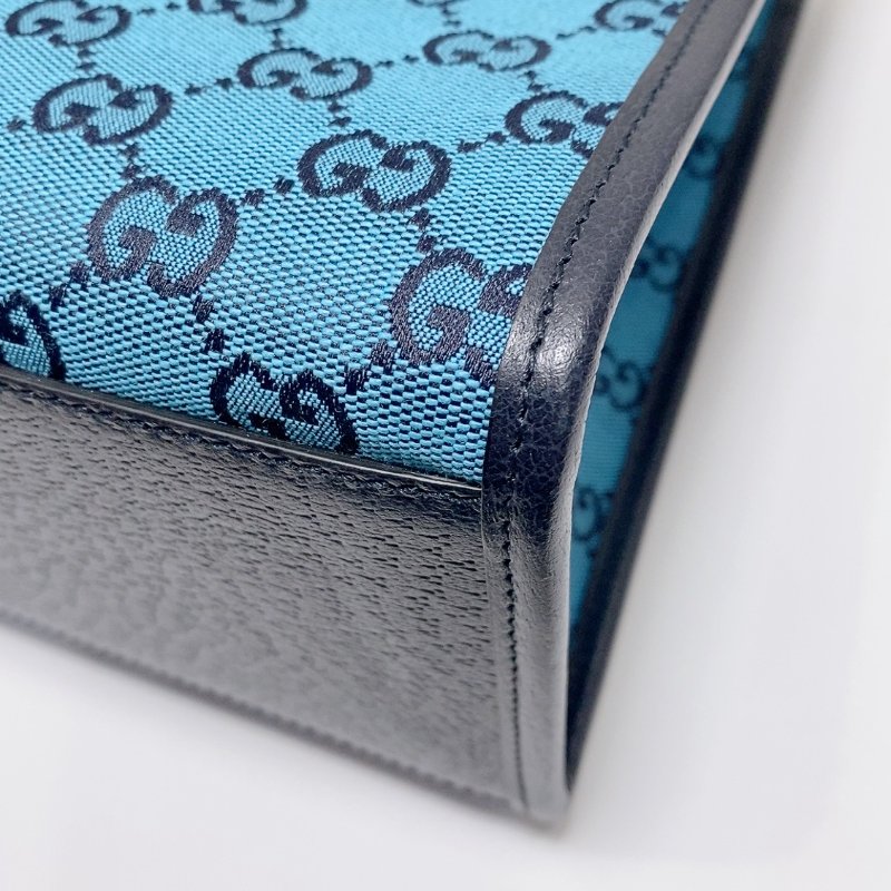 gucci  Retro系列牛仔藍滿logo拼皮 托特包手提斜背包31x26.5x14cm  99新配件塵袋-3