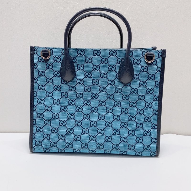 gucci  Retro系列牛仔藍滿logo拼皮 托特包手提斜背包31x26.5x14cm  99新配件塵袋-4