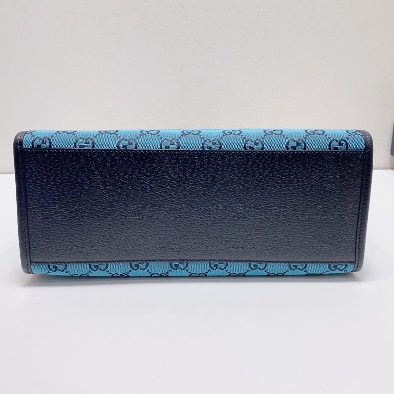 gucci  Retro系列牛仔藍滿logo拼皮 托特包手提斜背包31x26.5x14cm  99新配件塵袋-6