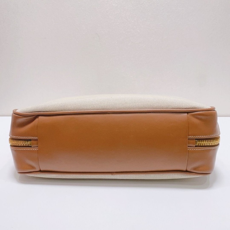 miumiu Beau系列米白拼棕色 帆布保齡球大號手提包34×11×19cm 9新 配件塵袋-2