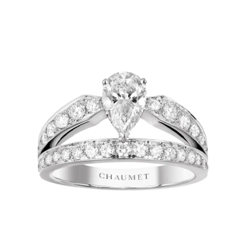 CHAUMET/尚美巴黎 JOSEPHINE加冕•愛系列冠冕白金滿鑽1克拉鑽戒 ，主鑽：1.03，最g等級D色，最g淨度if完全無瑕，2016年購入 尺碼已在專櫃改成52號-3