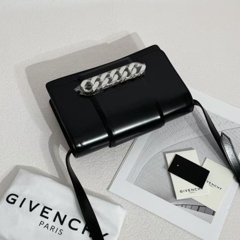 Givenchy Infinity Flag Box皮 黑銀肩背包25*16cm  95新 配件塵袋-3