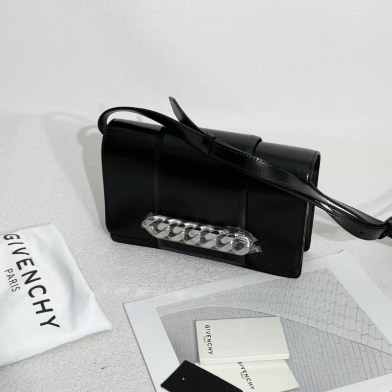 Givenchy Infinity Flag Box皮 黑銀肩背包25*16cm  95新 配件塵袋-5