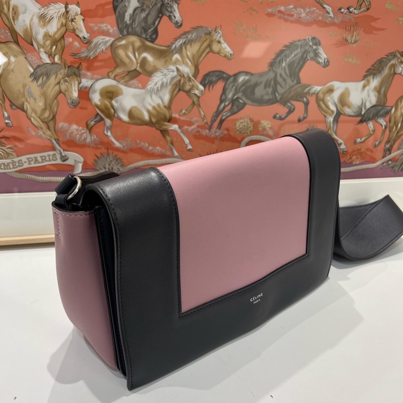 賽琳/Celine  prame 粉拼黑 95新 牛皮 25 x10.5 x15 🈚附件-1