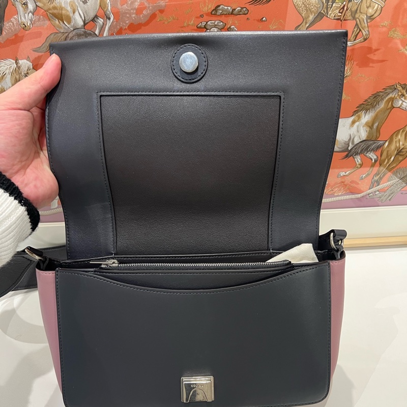 賽琳/Celine  prame 粉拼黑 95新 牛皮 25 x10.5 x15 🈚附件-5