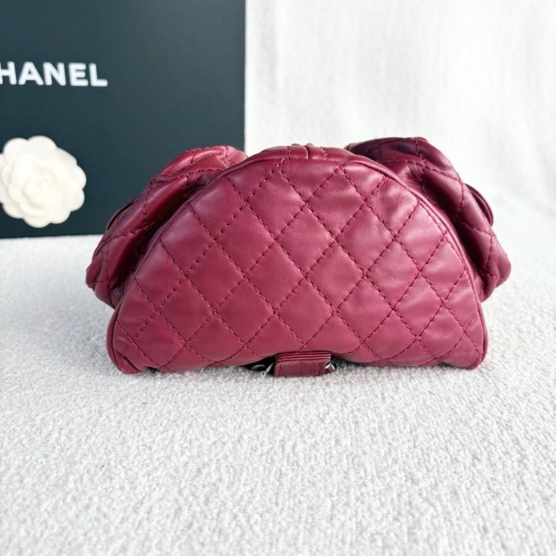 Chanel mini青蛙後背包 葡萄紫銀扣 牛皮 17*20*8 9新 配件塵袋-2