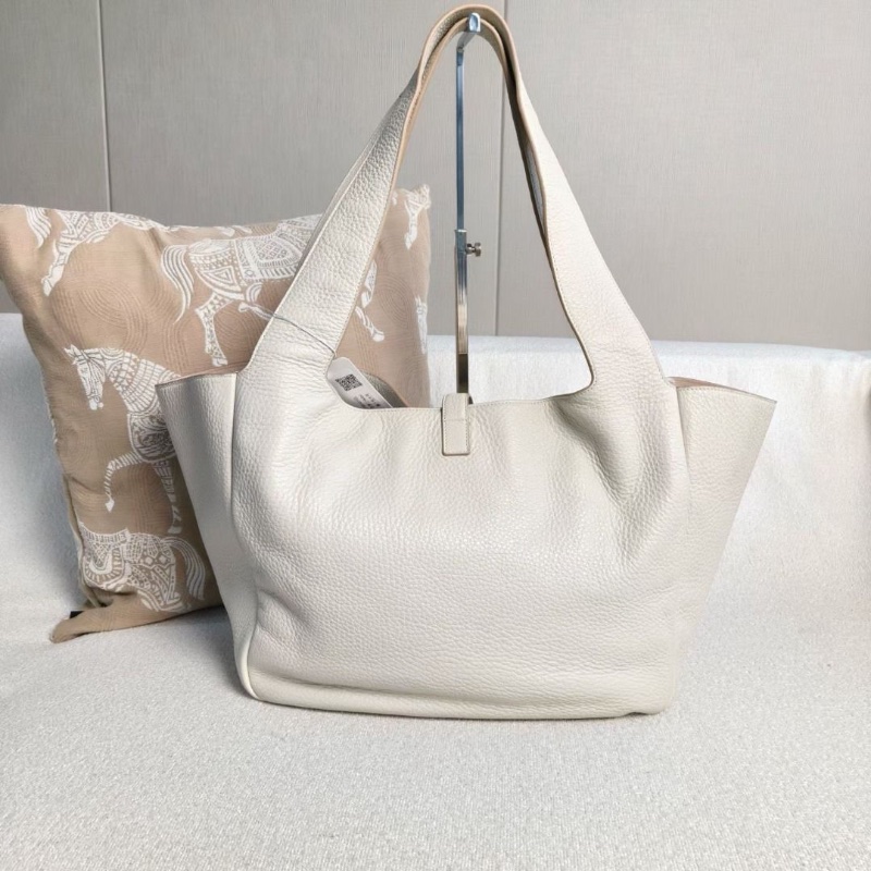 YSL 白金Hobo腋下包大號 白色金扣牛皮 33*26*14  9新 配件塵袋-2