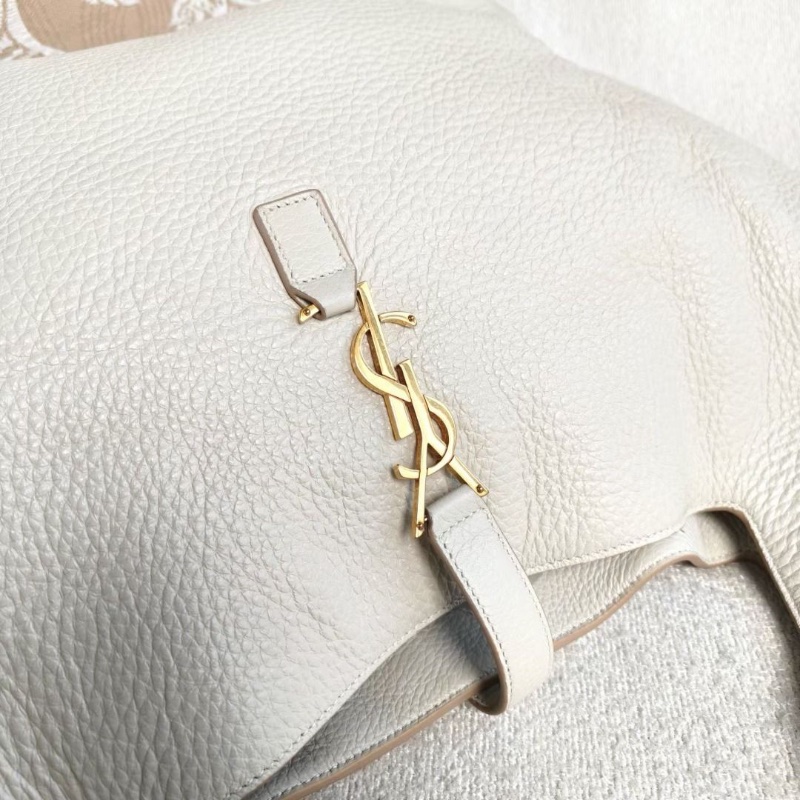 YSL 白金Hobo腋下包大號 白色金扣牛皮 33*26*14  9新 配件塵袋-6