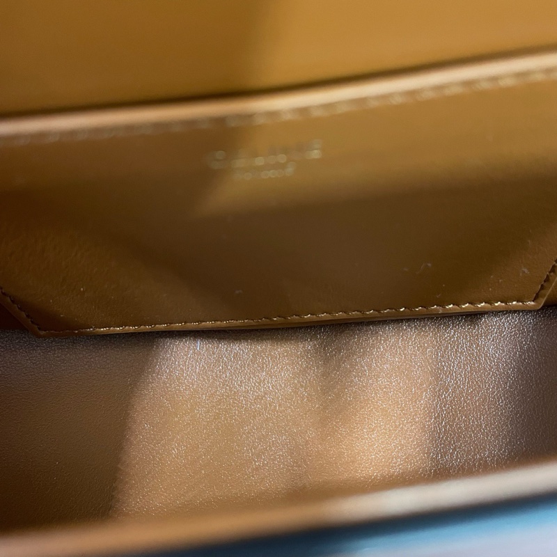 賽琳/Celine焦糖色全皮鎖頭單肩包 19*10 22年  🈚附件-8