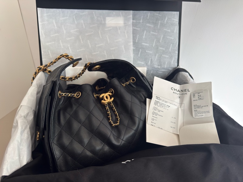 極新CHANEL黑色荔枝皮金鏈25 Bag小號AS5293-0