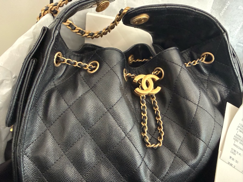 極新CHANEL黑色荔枝皮金鏈25 Bag小號AS5293-1