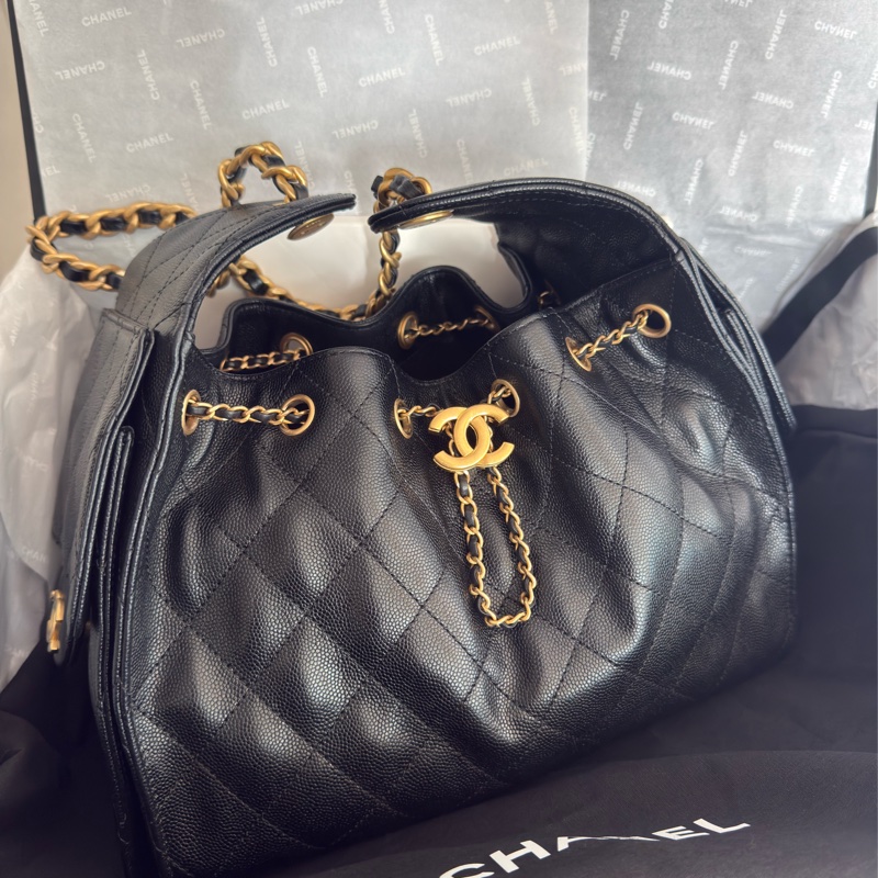 極新CHANEL黑色荔枝皮金鏈25 Bag小號AS5293-2