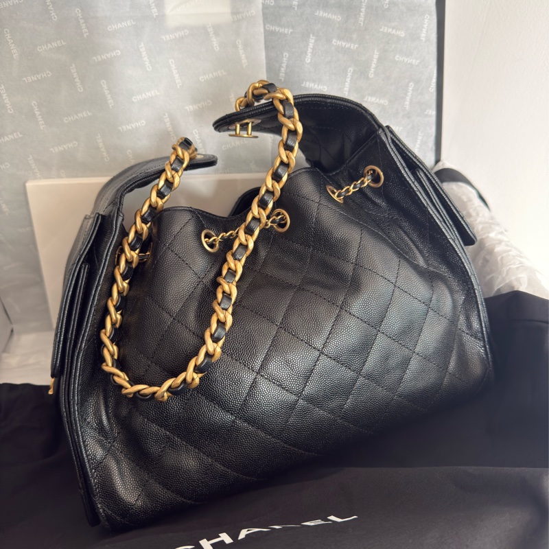 極新CHANEL黑色荔枝皮金鏈25 Bag小號AS5293-3