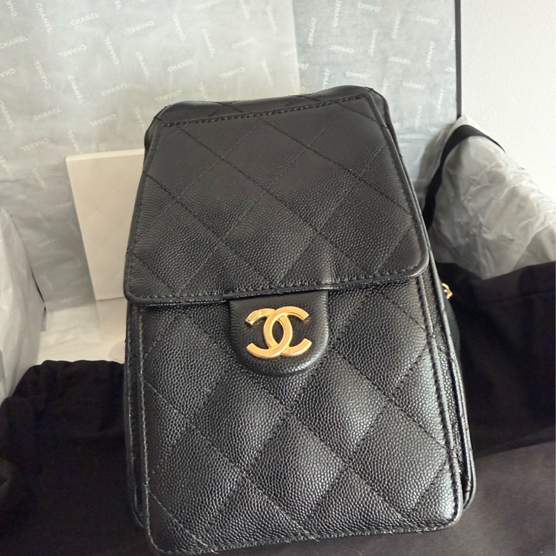 極新CHANEL黑色荔枝皮金鏈25 Bag小號AS5293-5