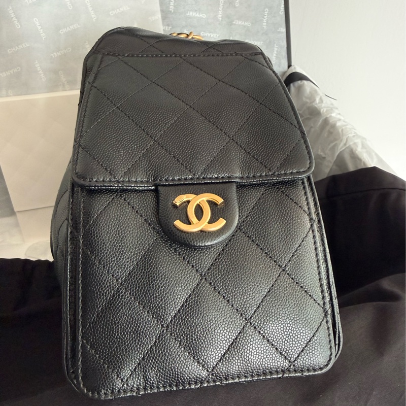 極新CHANEL黑色荔枝皮金鏈25 Bag小號AS5293-6