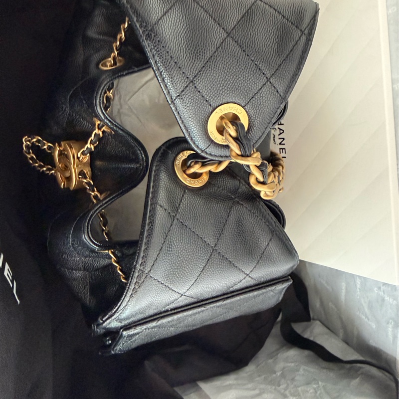 極新CHANEL黑色荔枝皮金鏈25 Bag小號AS5293-14