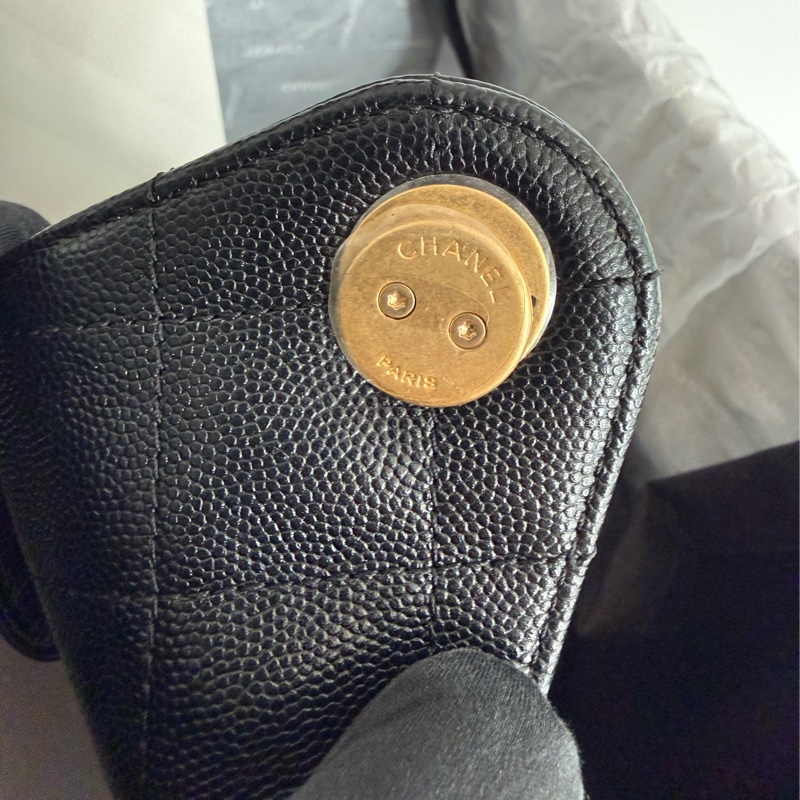 極新CHANEL黑色荔枝皮金鏈25 Bag小號AS5293-15