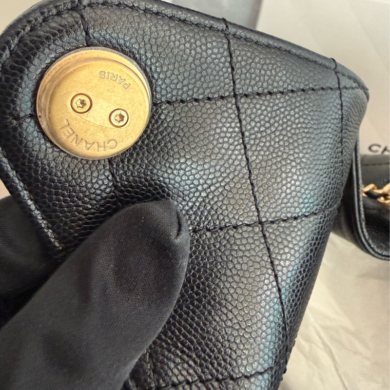 極新CHANEL黑色荔枝皮金鏈25 Bag小號AS5293-16