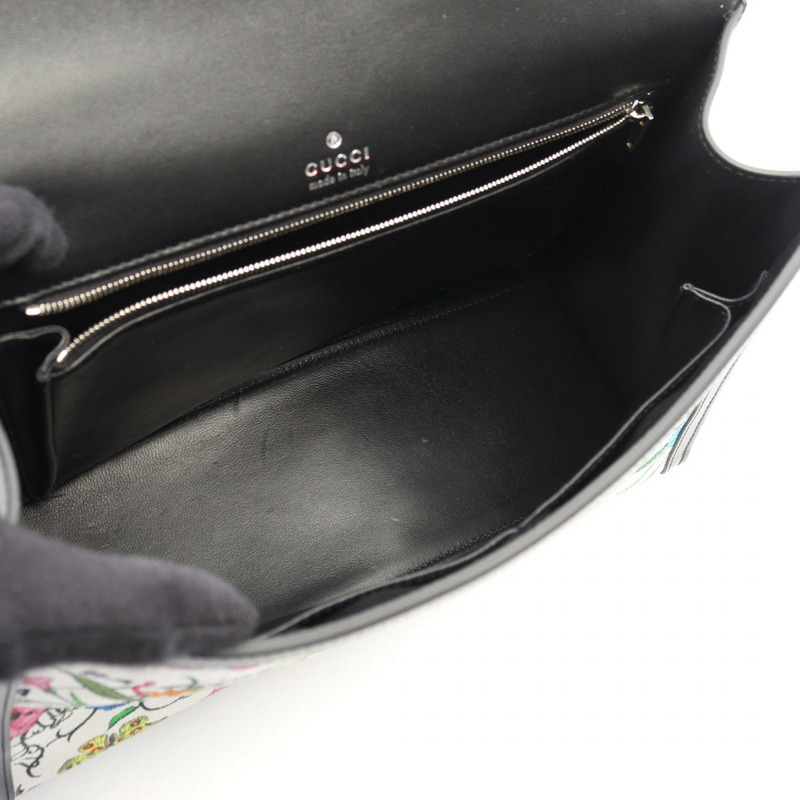 GUCCI BALENCIAGA Flora Hourglass 手提包 681696 帆布皮革 白色 黑色 二手-2