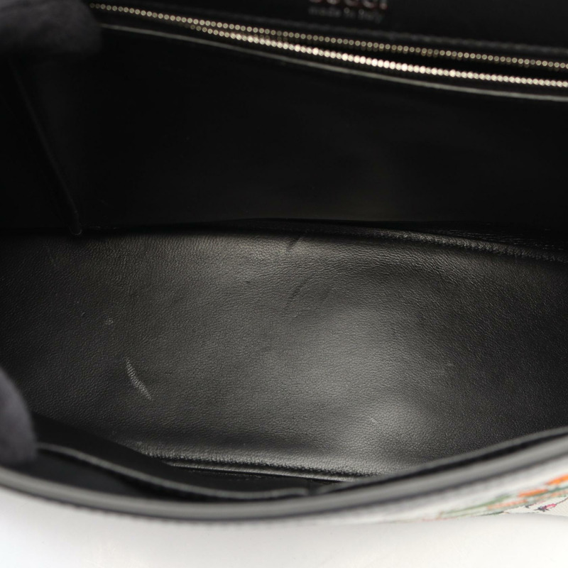 GUCCI BALENCIAGA Flora Hourglass 手提包 681696 帆布皮革 白色 黑色 二手-4