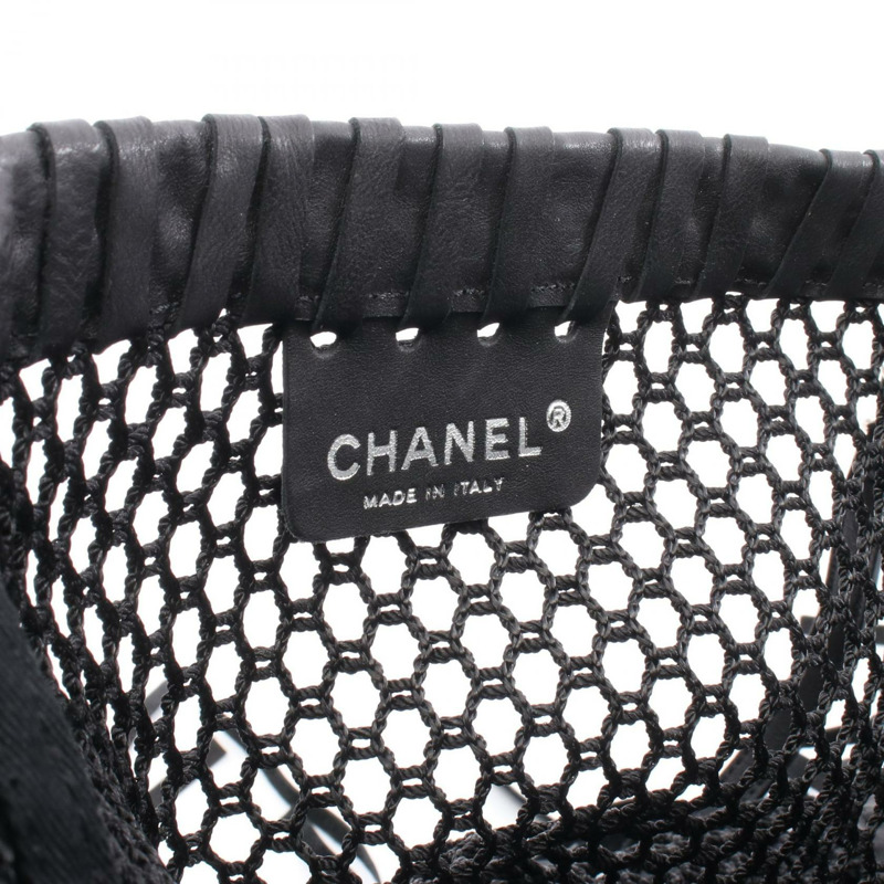 香奈兒 COCO 標誌鏈條單背包 WS11685 皮革網眼 黑色 二手 SHW-3