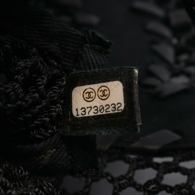 香奈兒 COCO 標誌鏈條單背包 WS11685 皮革網眼 黑色 二手 SHW-4