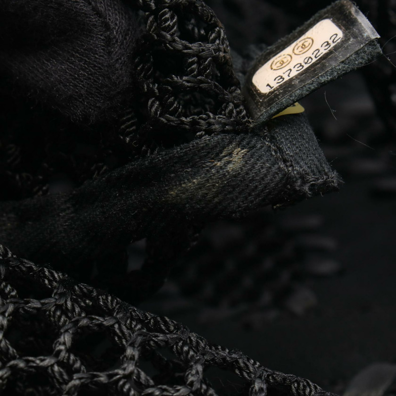 香奈兒 COCO 標誌鏈條單背包 WS11685 皮革網眼 黑色 二手 SHW-5