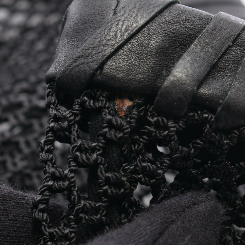 香奈兒 COCO 標誌鏈條單背包 WS11685 皮革網眼 黑色 二手 SHW-6