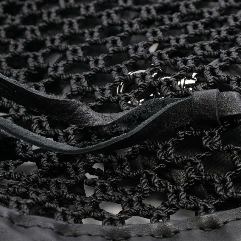 香奈兒 COCO 標誌鏈條單背包 WS11685 皮革網眼 黑色 二手 SHW-7