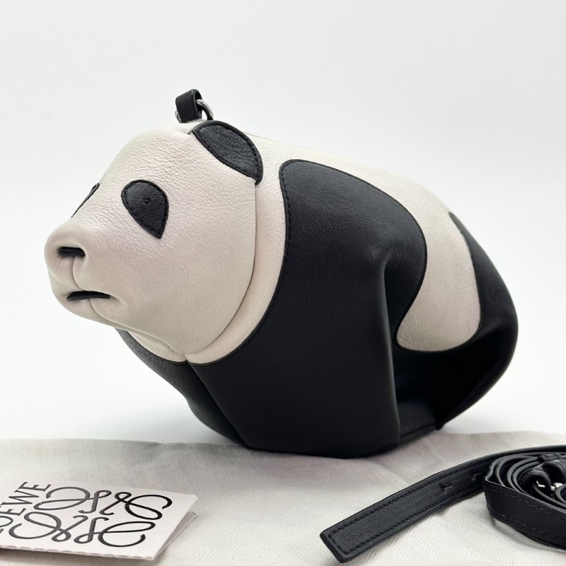 LOEWE 黑白熊貓Panda mini bag 肩背斜背包10*10*9.5 9新 配件塵袋吊牌-2